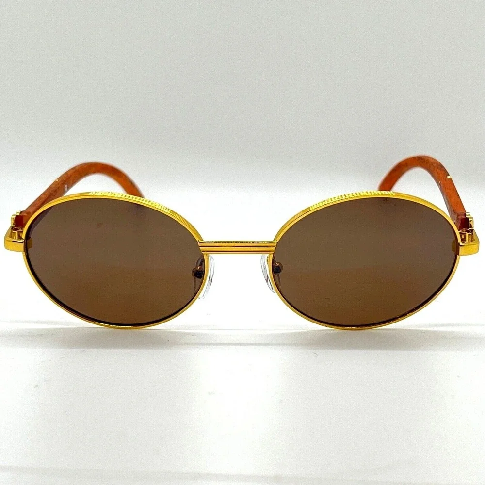 Men Sunglasses Design Brown Lens Fashion Metal Hip Hop Retro‎ Street Trendy Wear
